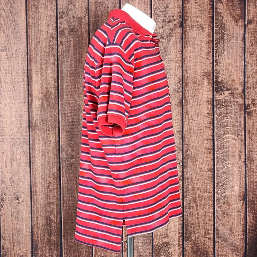 Vtg White and Blue Striped Red Polo With Blue Pony Like New